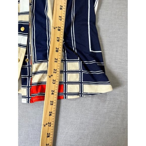 BCBGMAXAZRIA Button Up Shirt‎ Womens PXL Red Beige Long Sleeve Ladies. - Picture 7 of 8